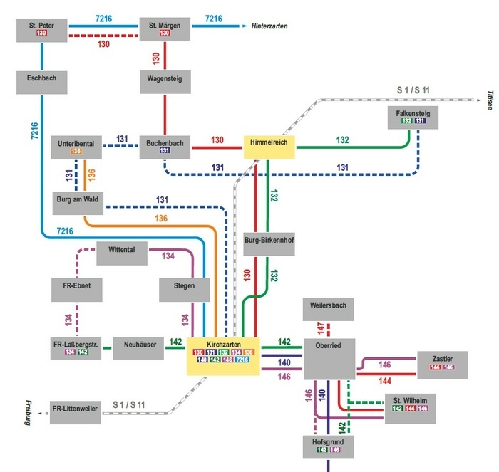 Netzplan Busverbindungen Dreisamtal ab September 2025