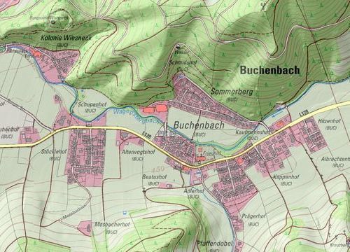 Auszug Grundstücke der Gemeinde Buchenbach, Datenquellen LGL, www.lgl-bw.de sowie LRA BHS, www.breisgau-hochschwarzwald.de