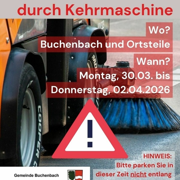 Bild Kurzinfo Kehrmaschine mit Datumsangabe